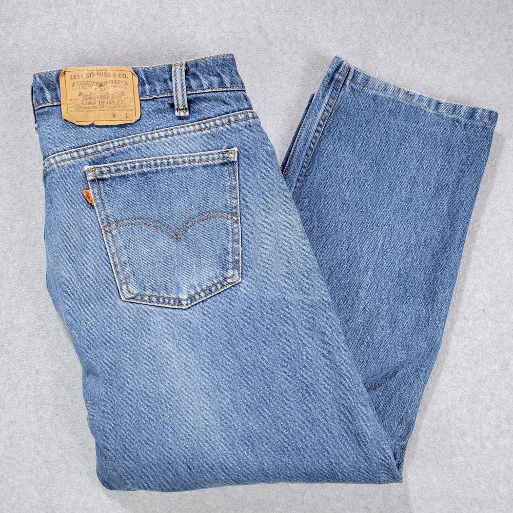 Levi's 505 Orange Tab Jeans Men 38x25 Blue Tapered Vintage Made in Canada